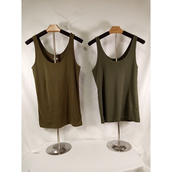 Old Navy Olive Green & Sage Green Slim Fit First Layer Tank Top Size Large - Picture 1 of 16